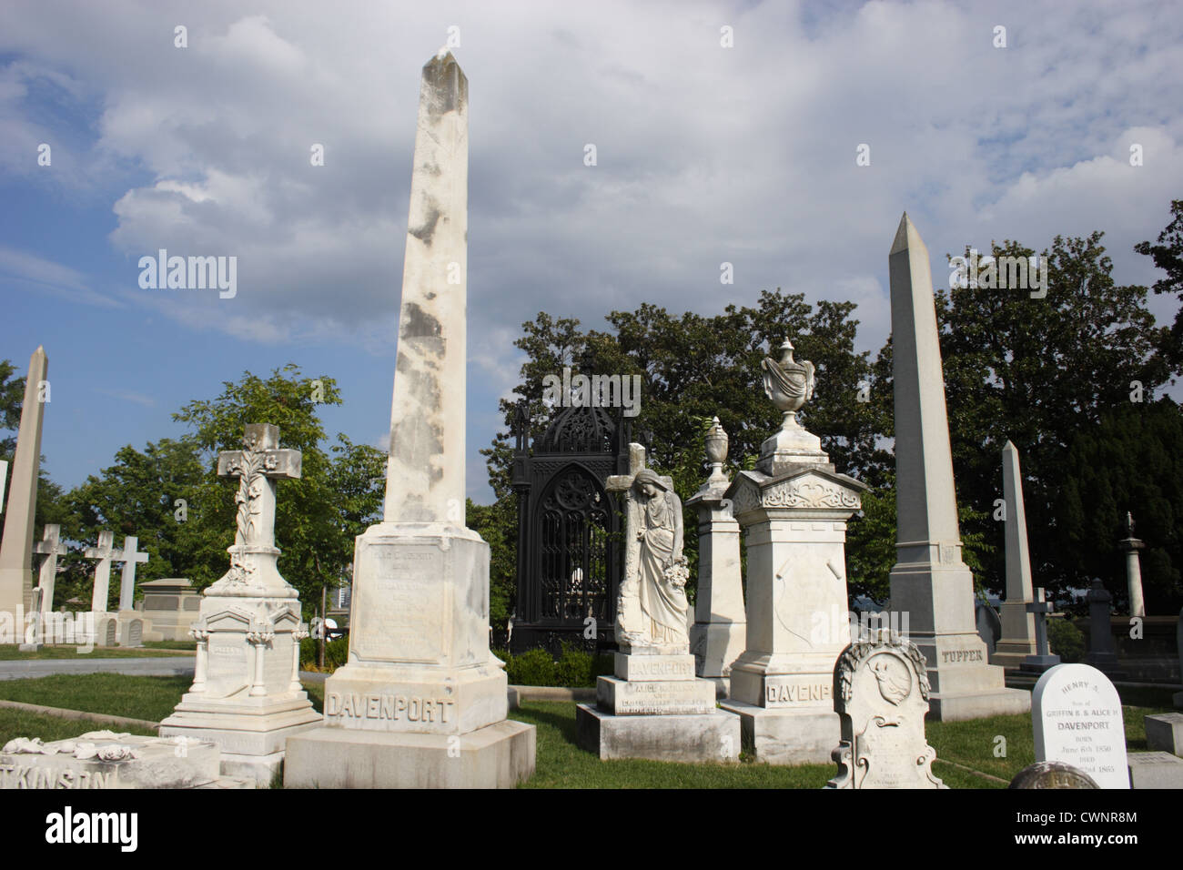 Hollywood Cemetery in Richmond, Virginia. Präsident James Madison und John Tyler Grabstätte. Jefferson Davis Grabstätte. Stockfoto