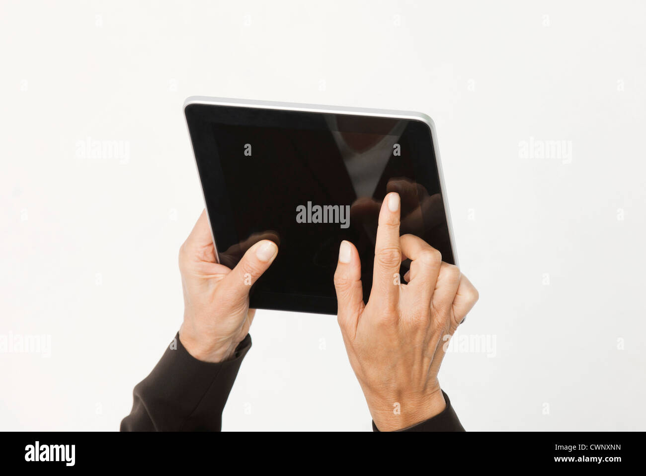 Frau mit digital-Tablette, beschnitten Stockfoto