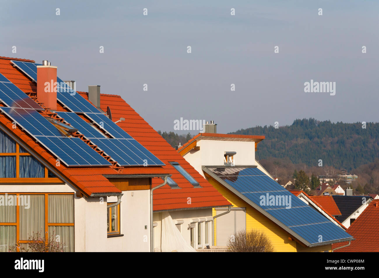 Deutschland, Baden-Wurttemberg, Lorch, Wohnung mit Sonnenkollektoren Stockfoto