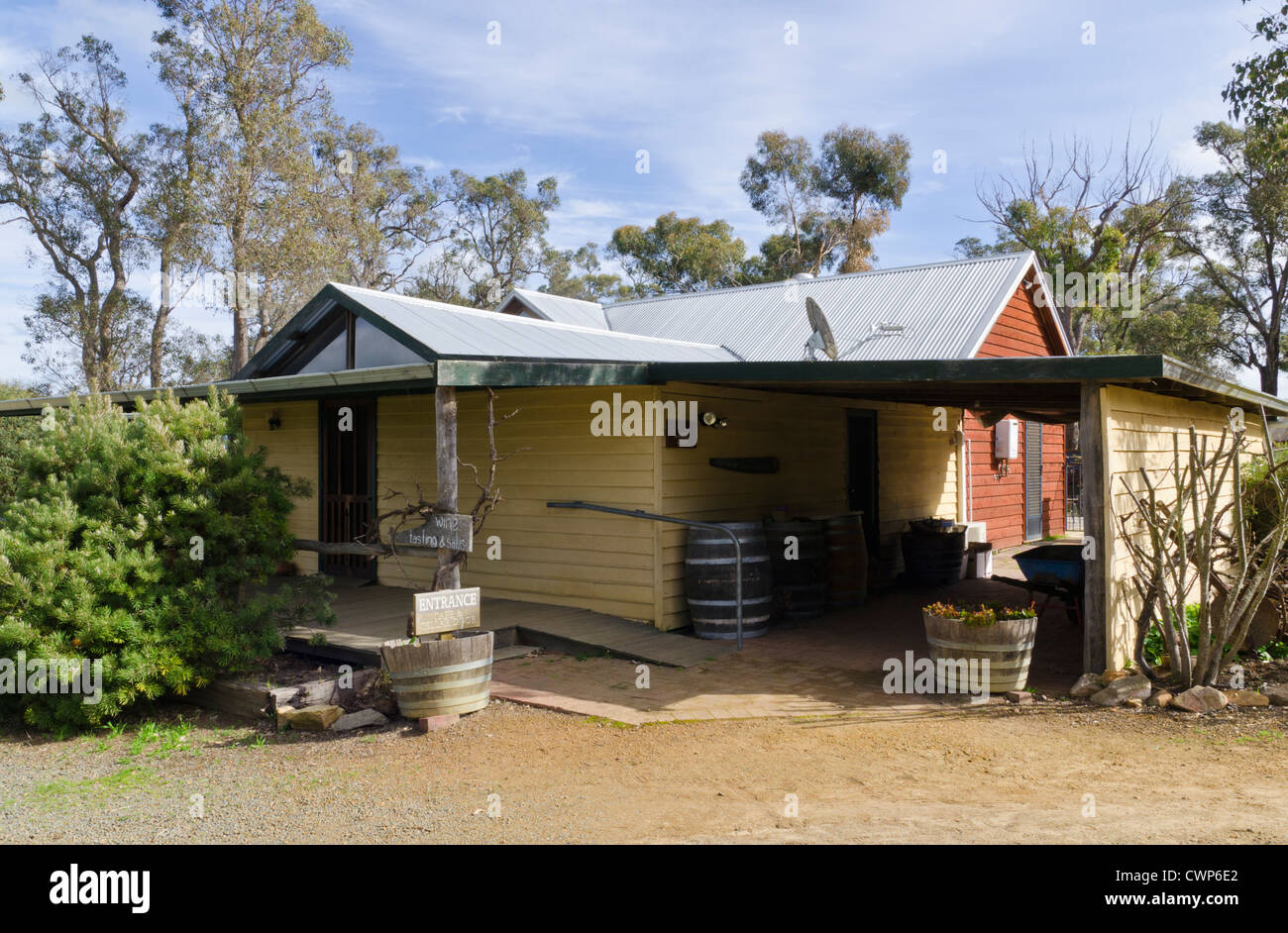 Gilberts Keller Tür und Weingut in der Region Mount Barker von Western Australia Stockfoto