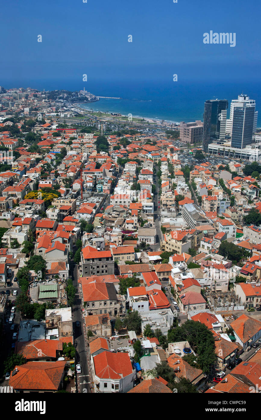 Im Nahen Osten. Israel. Tel Aviv. Luftaufnahme der Stadt und Mittelmeer. Stockfoto