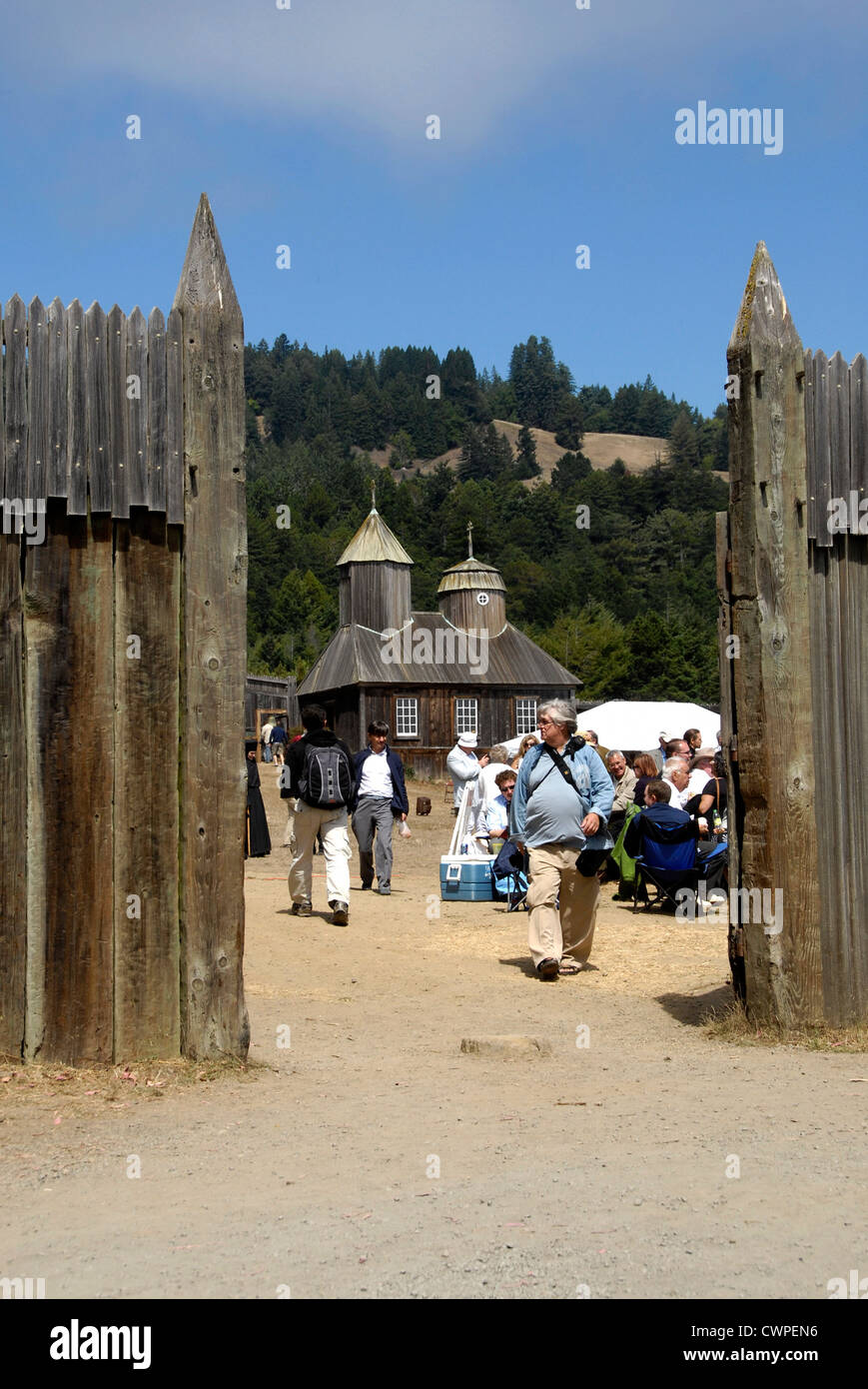 Russische orthodoxe Kirche Bicentennial Feier am Fort Ross State Historic Park in Kalifornien Stockfoto