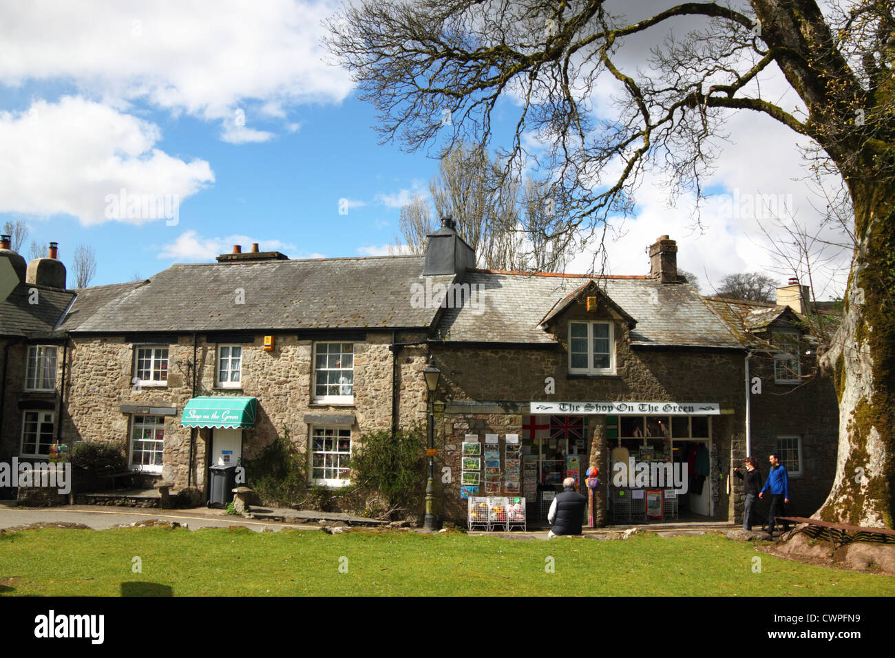 Dorfanger, Widecombe-in-the-Moor, Dartmoor. Stockfoto