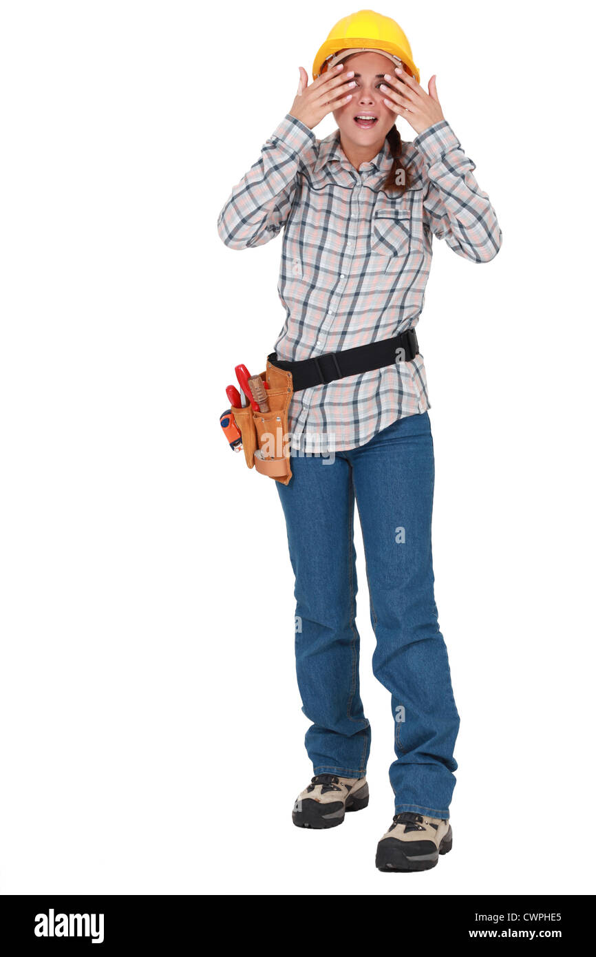 Handwerkerin für ihre Augen Stockfoto