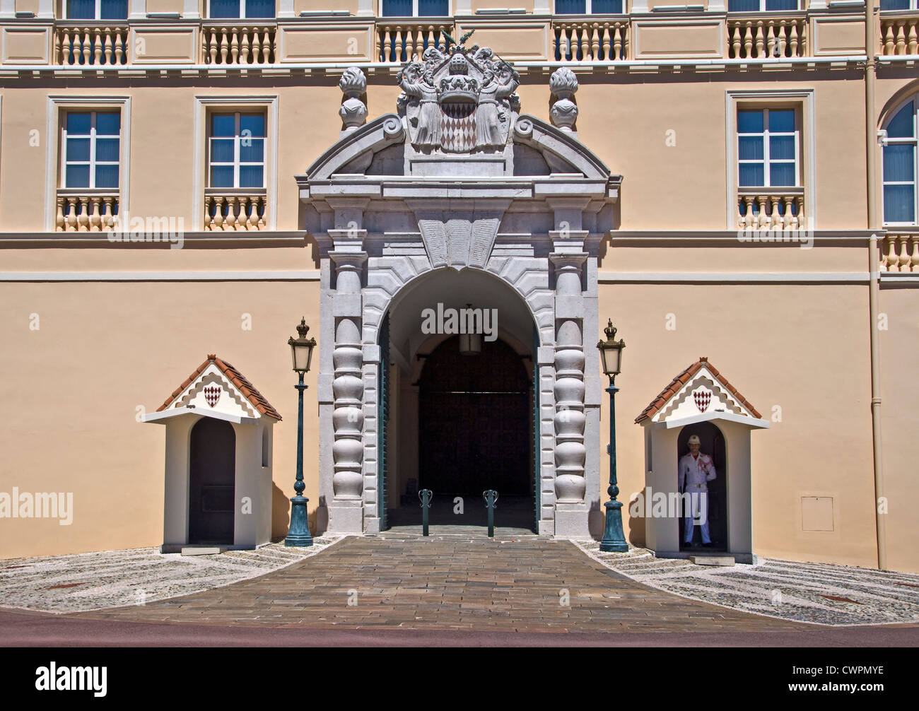 Eingang von dem Fürstenpalast in Monaco Stockfoto