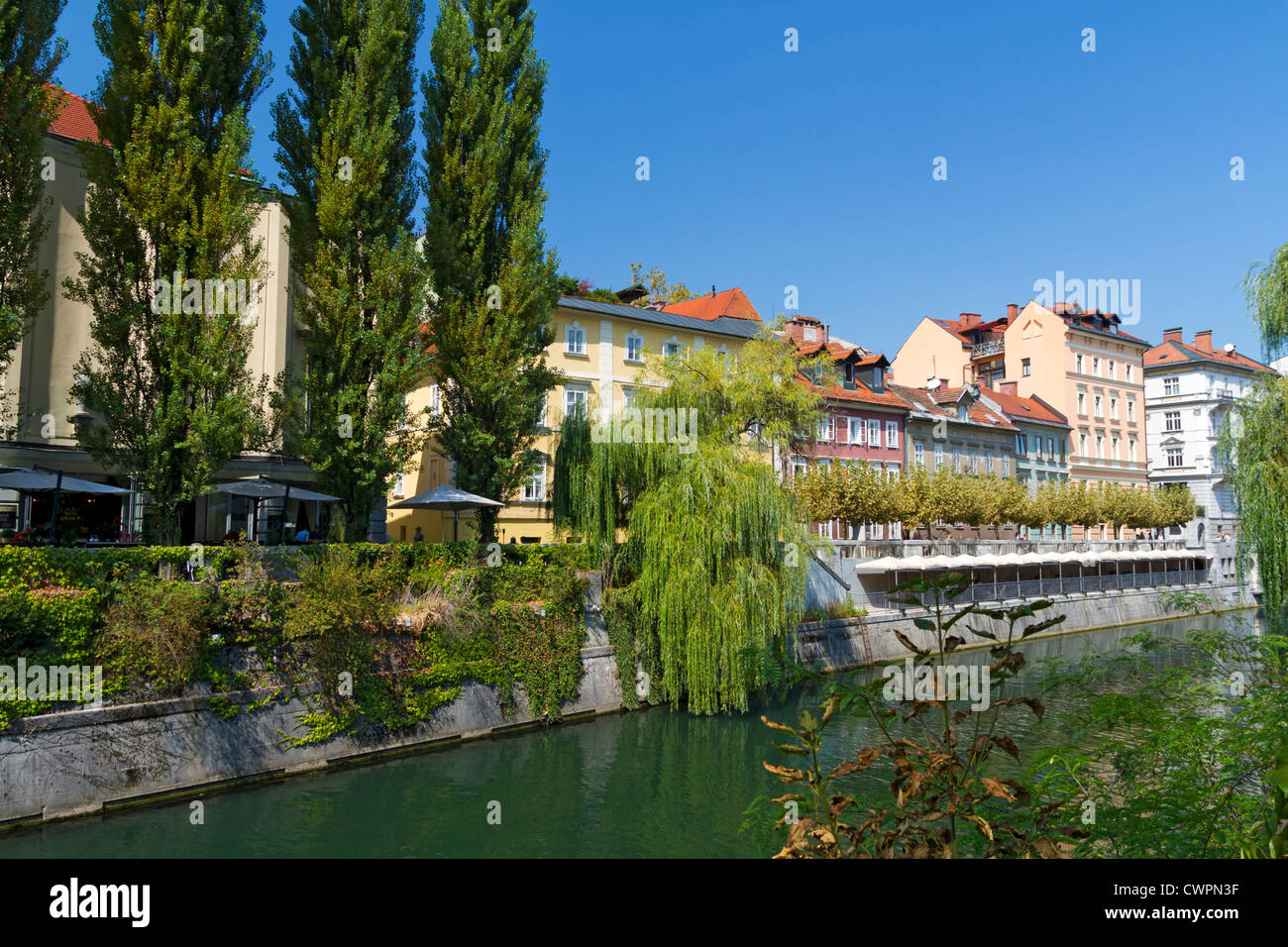 Ljubljana-Flusses, in Ljubljana, Hauptstadt Sloweniens Stockfoto