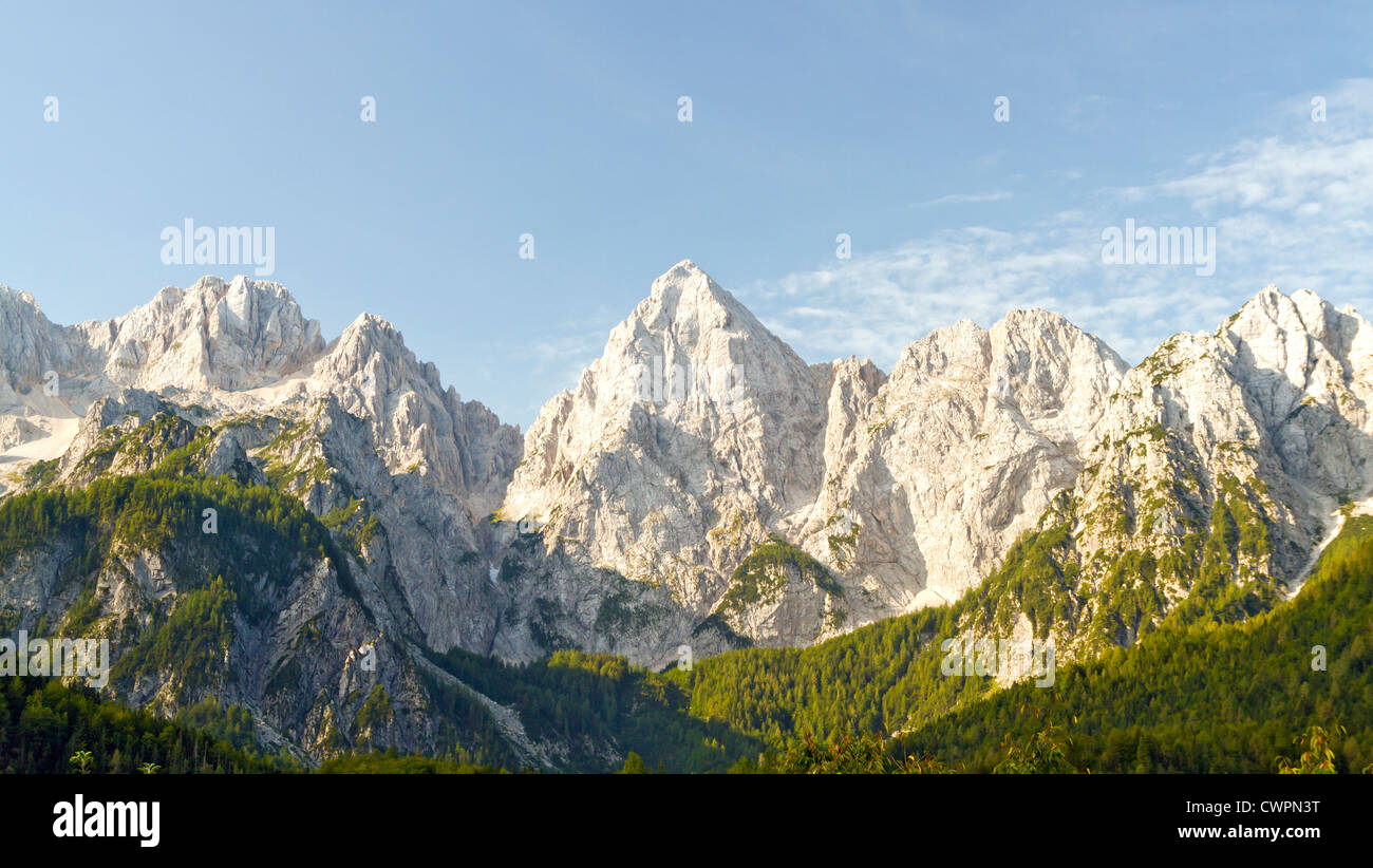 Blick auf die Berge von Kranjska Gora in Slowenien Stockfoto
