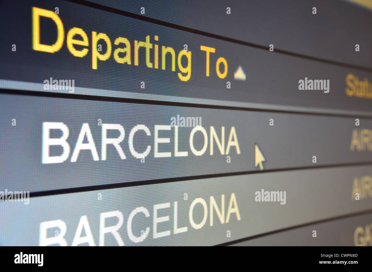 Computer Bildschirm Nahaufnahme von Barcelona-Flug-status Stockfoto
