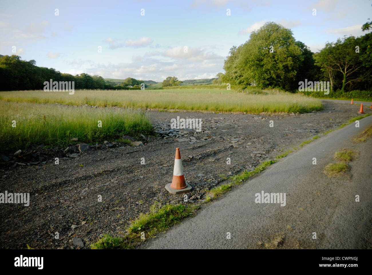 Land bereit für Greenfield Wohnsiedlung, Llanrhystud, Wales. Stockfoto