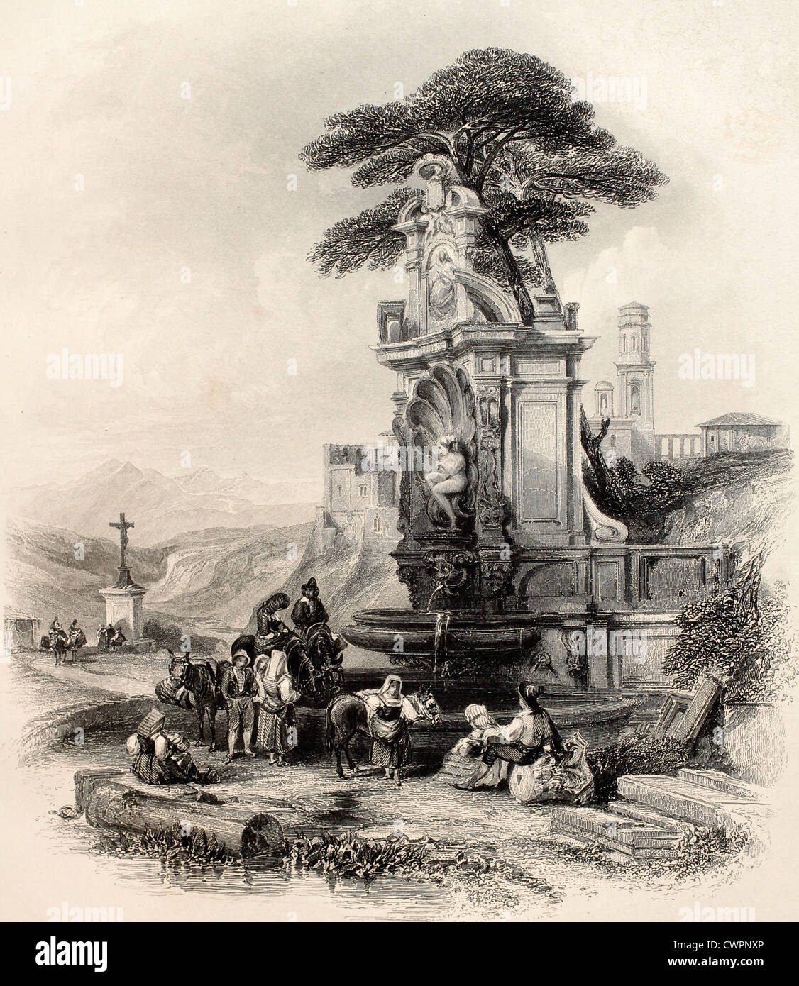 Brunnen im italienischen Land Stockfoto