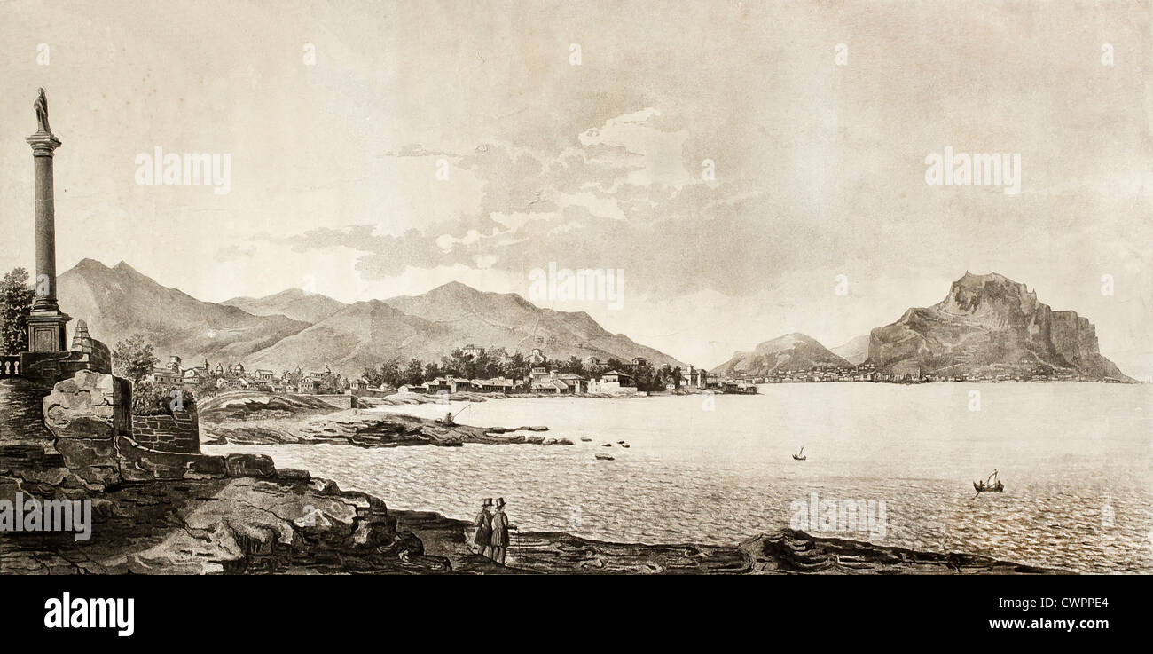 Palermo-Blick auf die Bucht-Form Bagheria, Italien Stockfoto