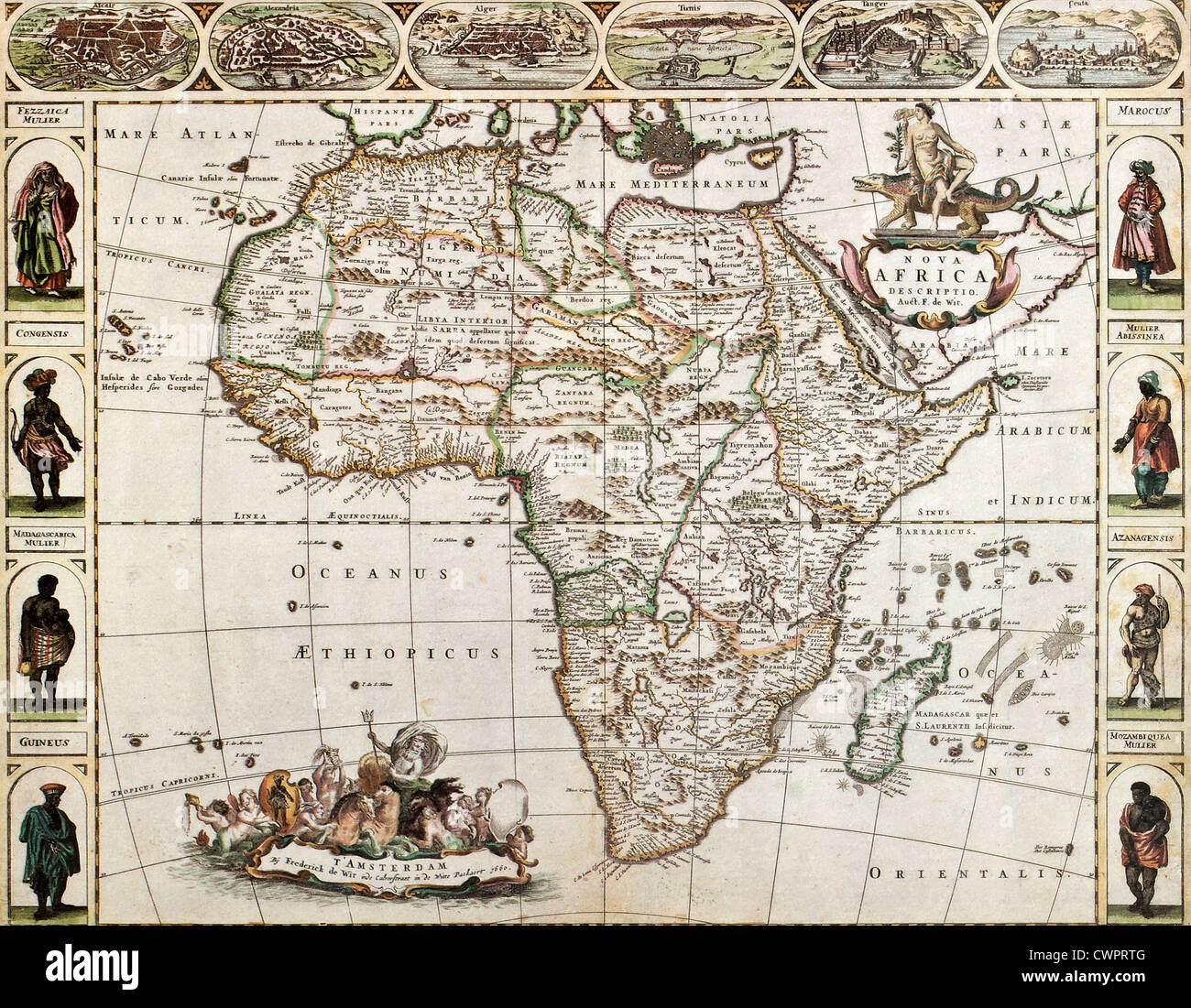 Alte Karte Afrika Stockfoto