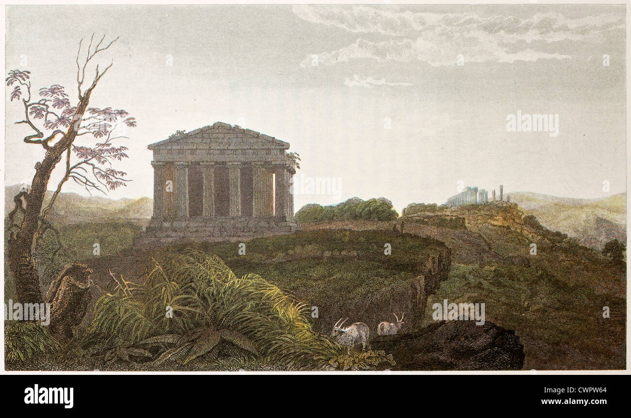 Alte Ansicht Tempel von Concord, Agrigento, Sizilien Stockfoto