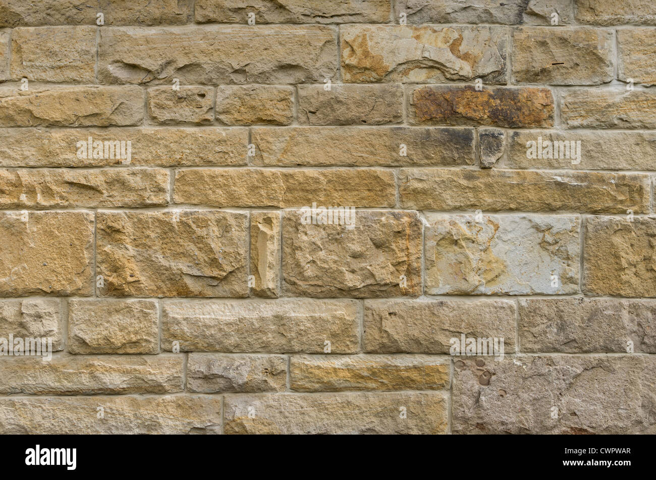 Frontalansicht einer Sandstein-Wand Stockfoto