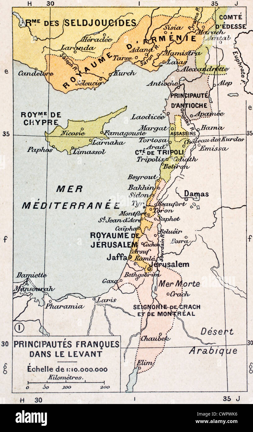 Mittelalterliche östlichen Mittelmeerraum alte Karte Stockfoto
