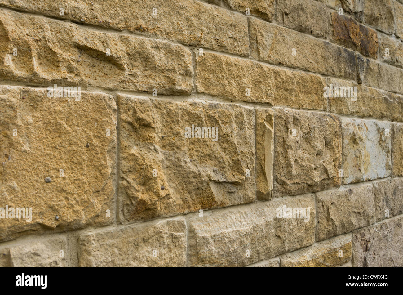Schrägbild einer Sandstein-Wand Stockfoto