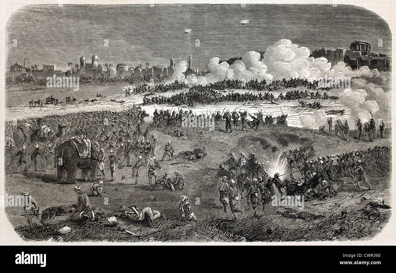 Kampf zwischen britischen Armee und Rebellen in der Nähe von Dheli Stockfoto