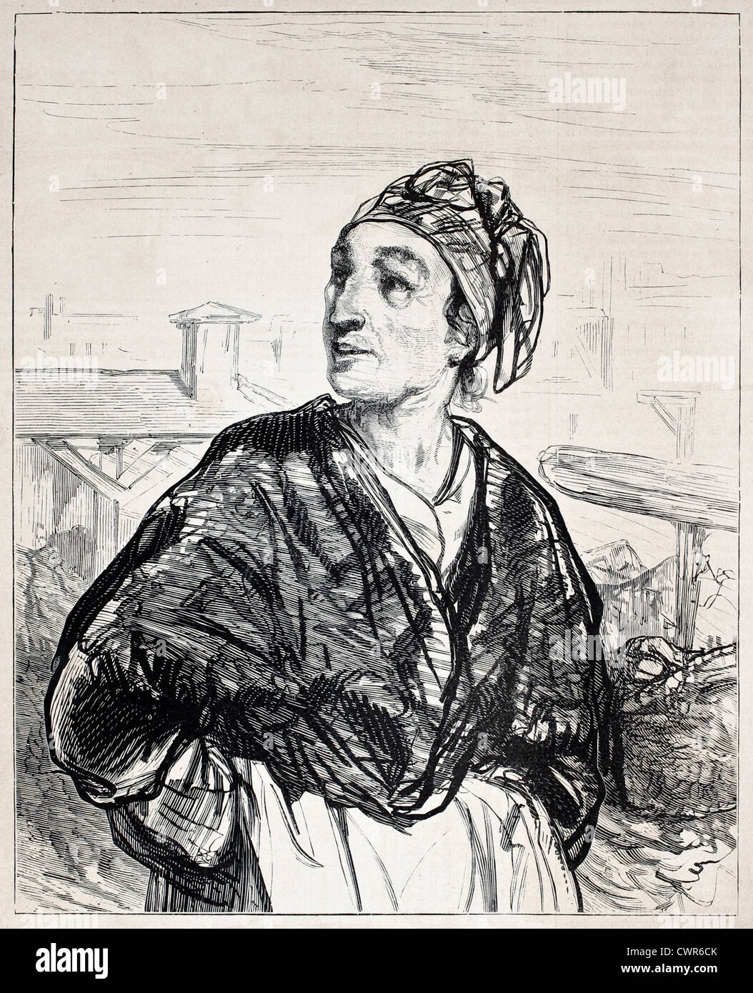 Alten gravierte Portrait einer Frau Stockfoto