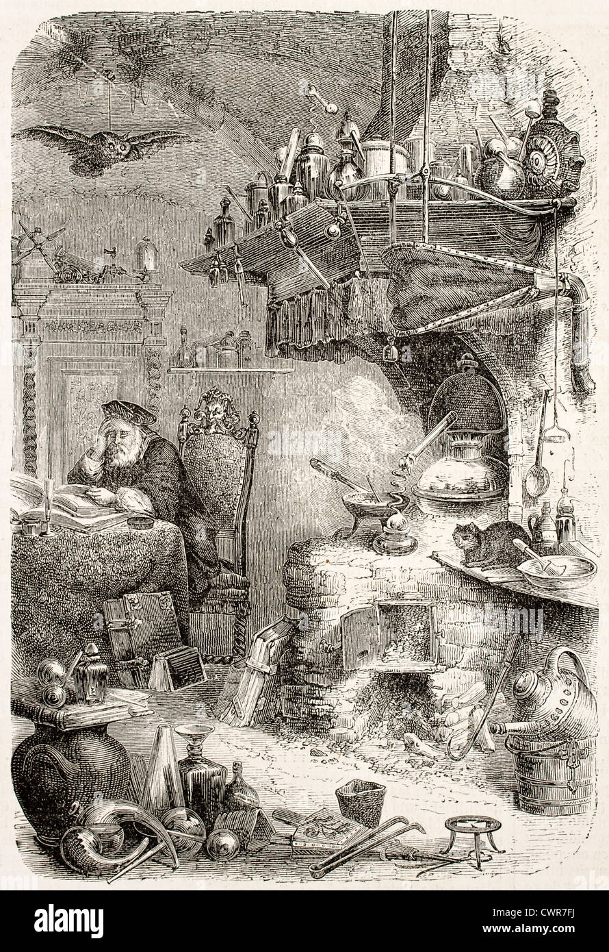 Alchemisten-Labor Stockfoto
