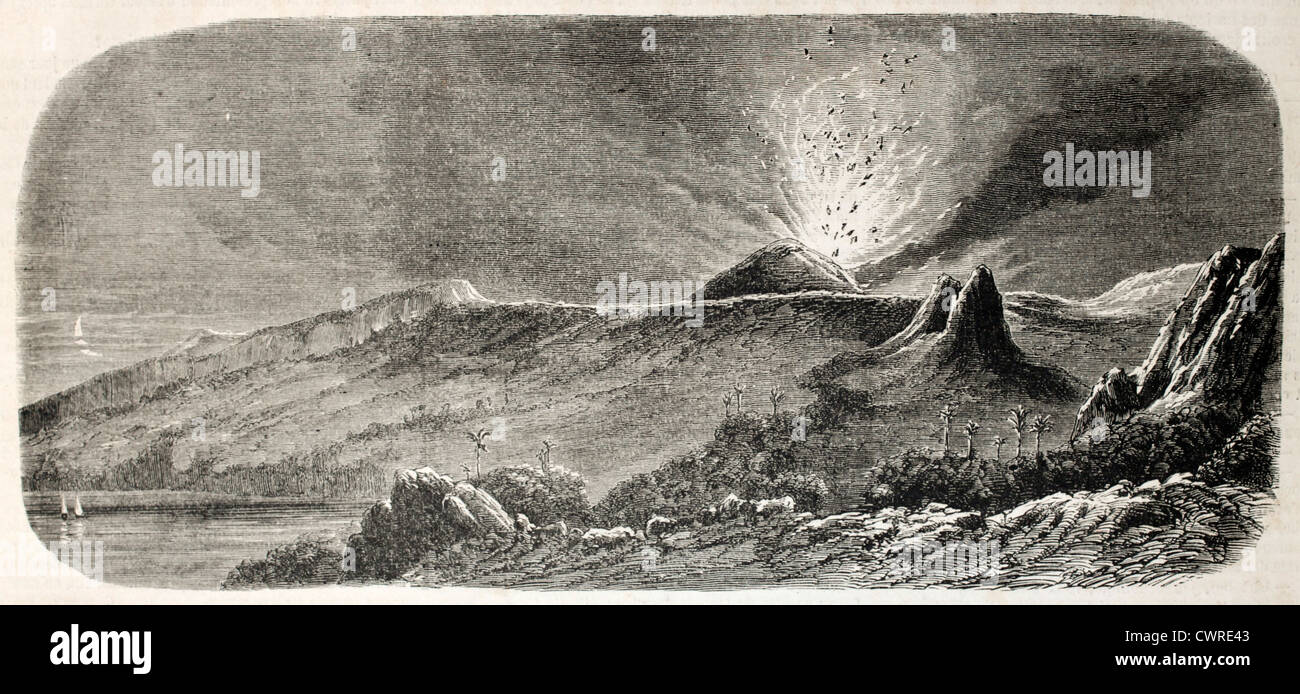 Vulkanausbruch auf der Insel La Réunion Stockfoto