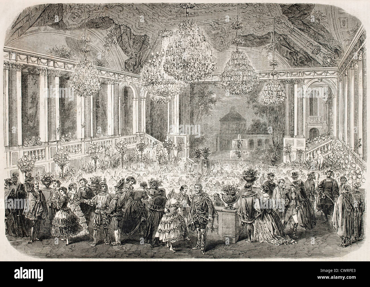 Maskenball im Hotel Stahlpfahl, Paris Stockfoto