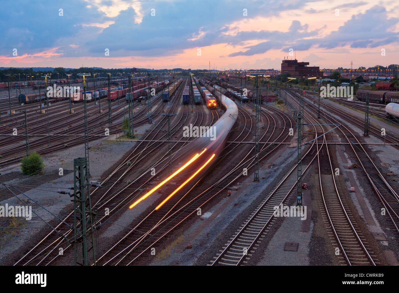 Europas größte Rangierbahnhof in Maschen bei Hamburg Stockfoto