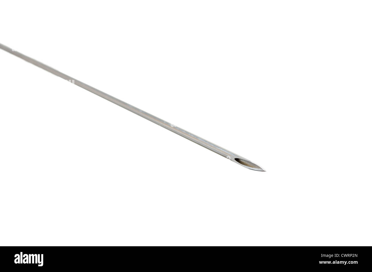Injektionsnadel Punkt Makro mit weißem Hintergrund und selektiven Fokus Stockfoto