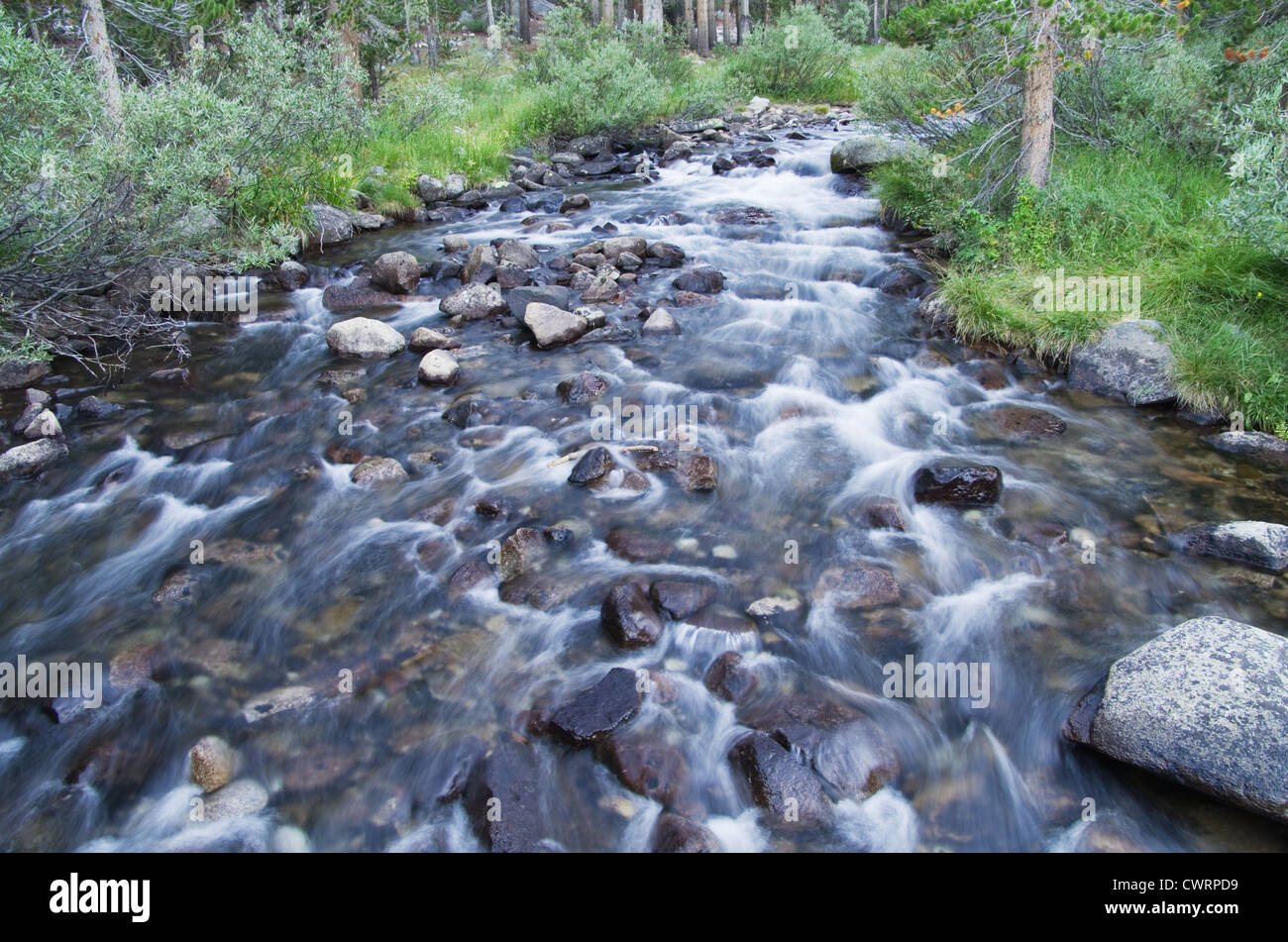 Langzeitbelichtung von Rock Creek mit seidig fließende Wasser Stockfoto