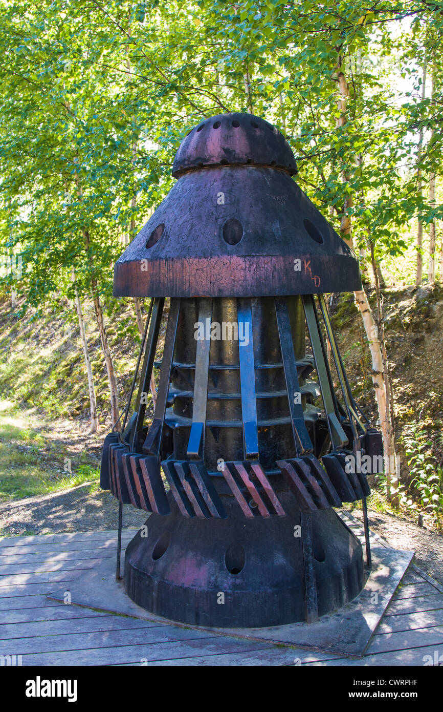 Abstreifer Schwein Geräte namens "Schweine" verbessern den Ölfluss durch die Alyeska Trans-Alaska Pipeline und überwachen seinen Zustand in der Nähe von Fairbanks, Alaska. Stockfoto