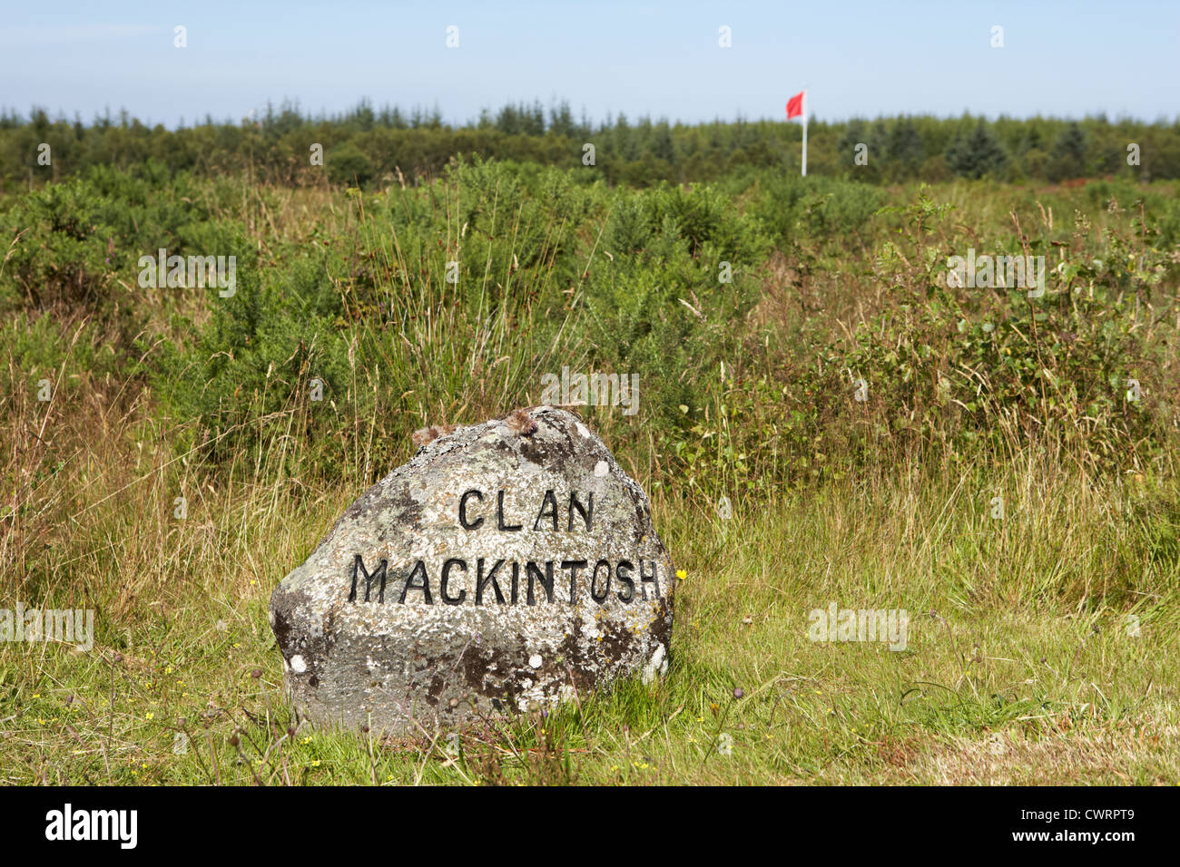 Clan Mackintosh Gedenkstein auf Schlachtfeld Culloden Moor Website Highlands Schottland Stockfoto