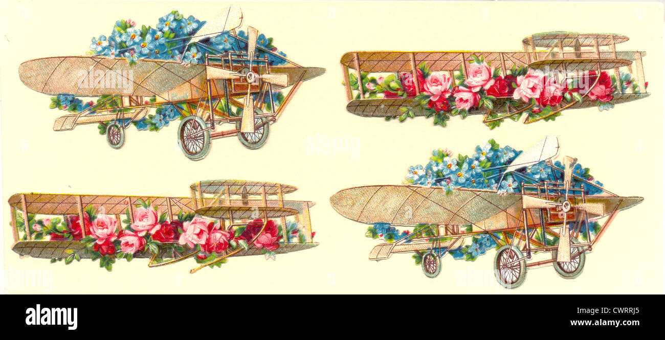 Chromolithographed Würfel schneiden Fetzen von Flugzeugen Stockfoto