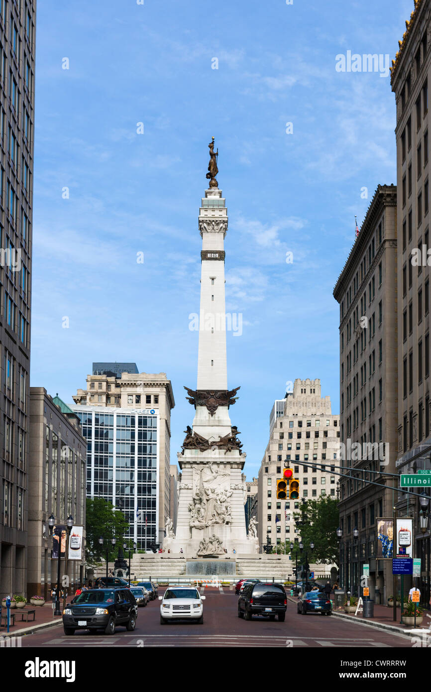 Die Soldiers and Sailors Monument in Monument Circle, Indianapolis, Indiana, USA Stockfoto