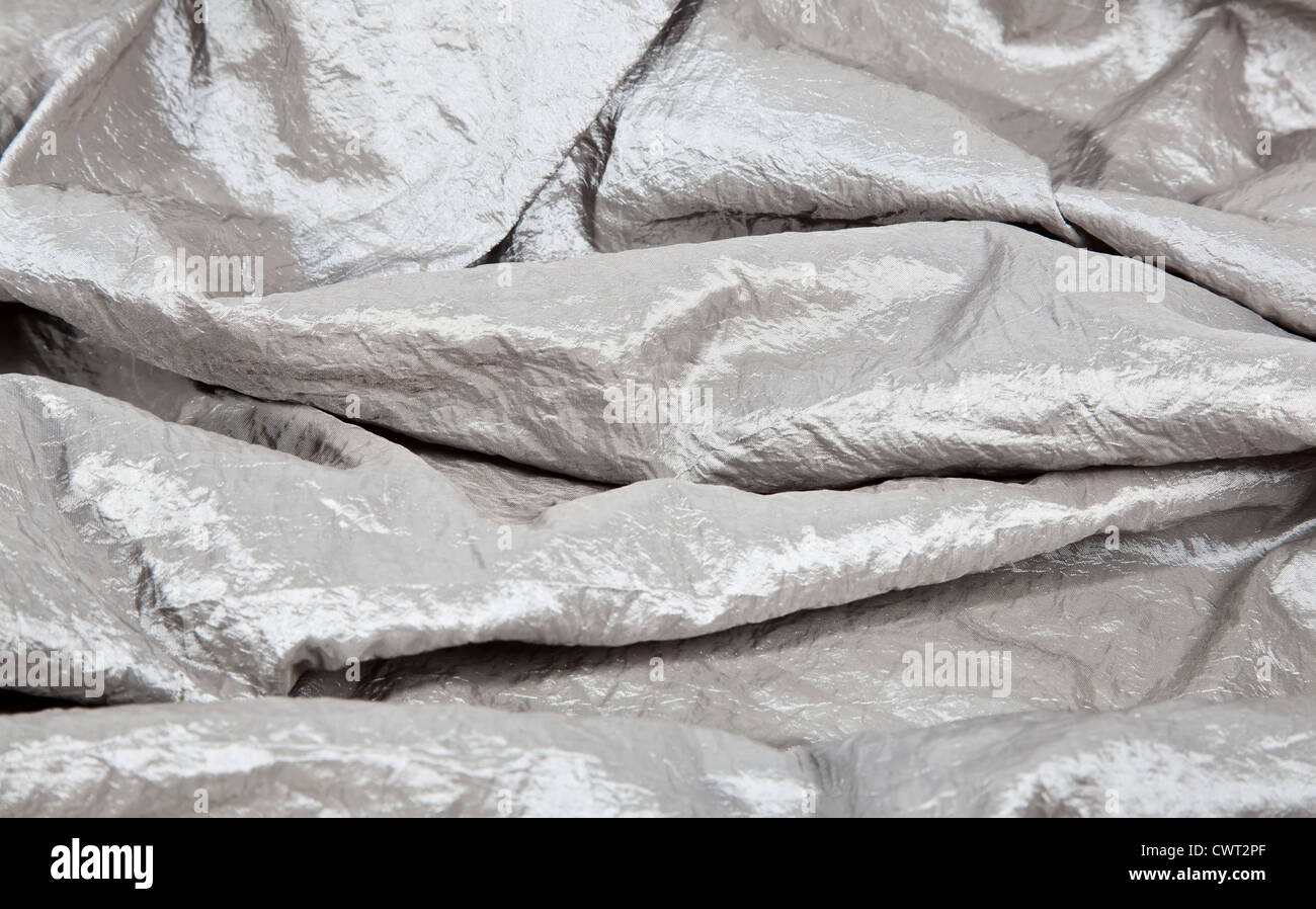 Glänzend Silber Stoff Taft Hintergrundmuster Stockfoto