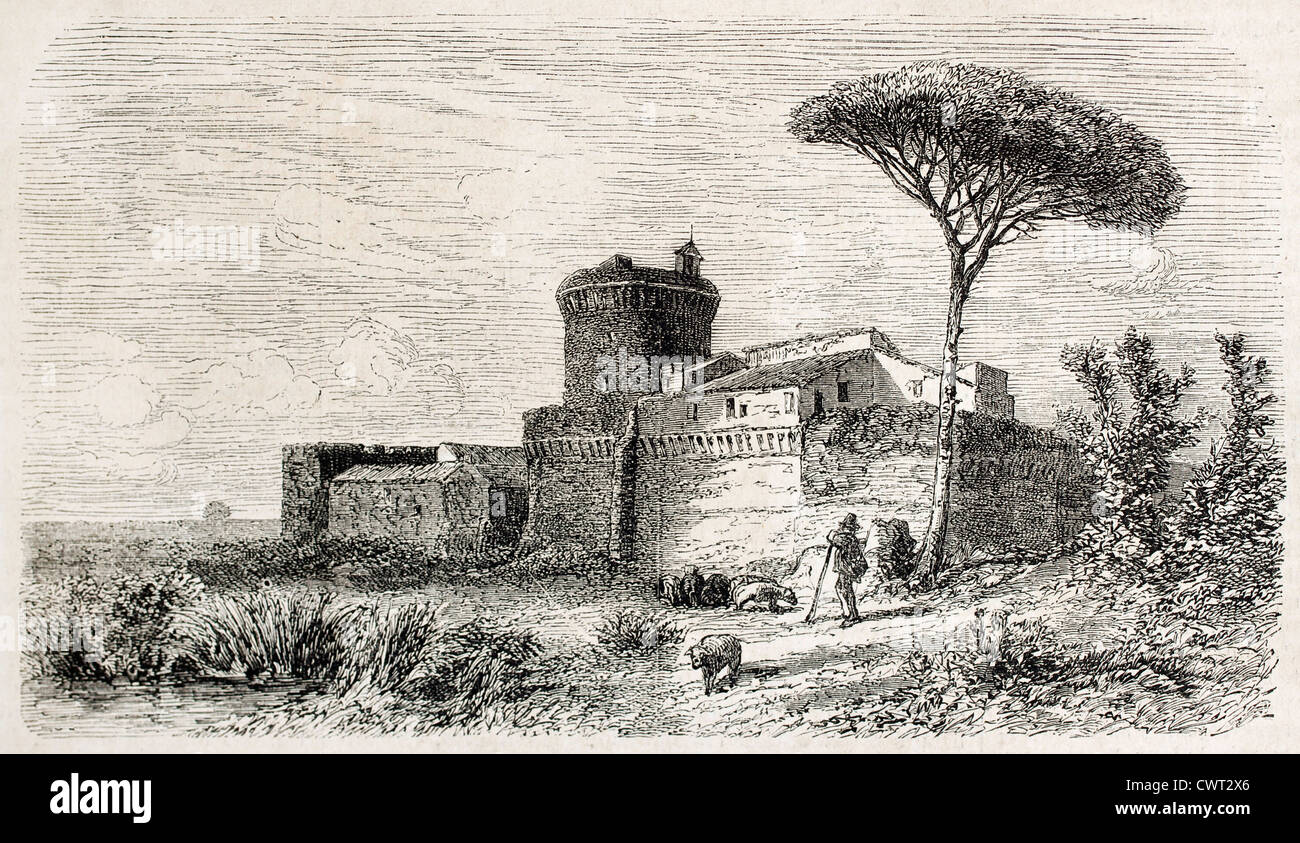 Alte Ansicht von Julius II, Ostia Antica Stockfoto