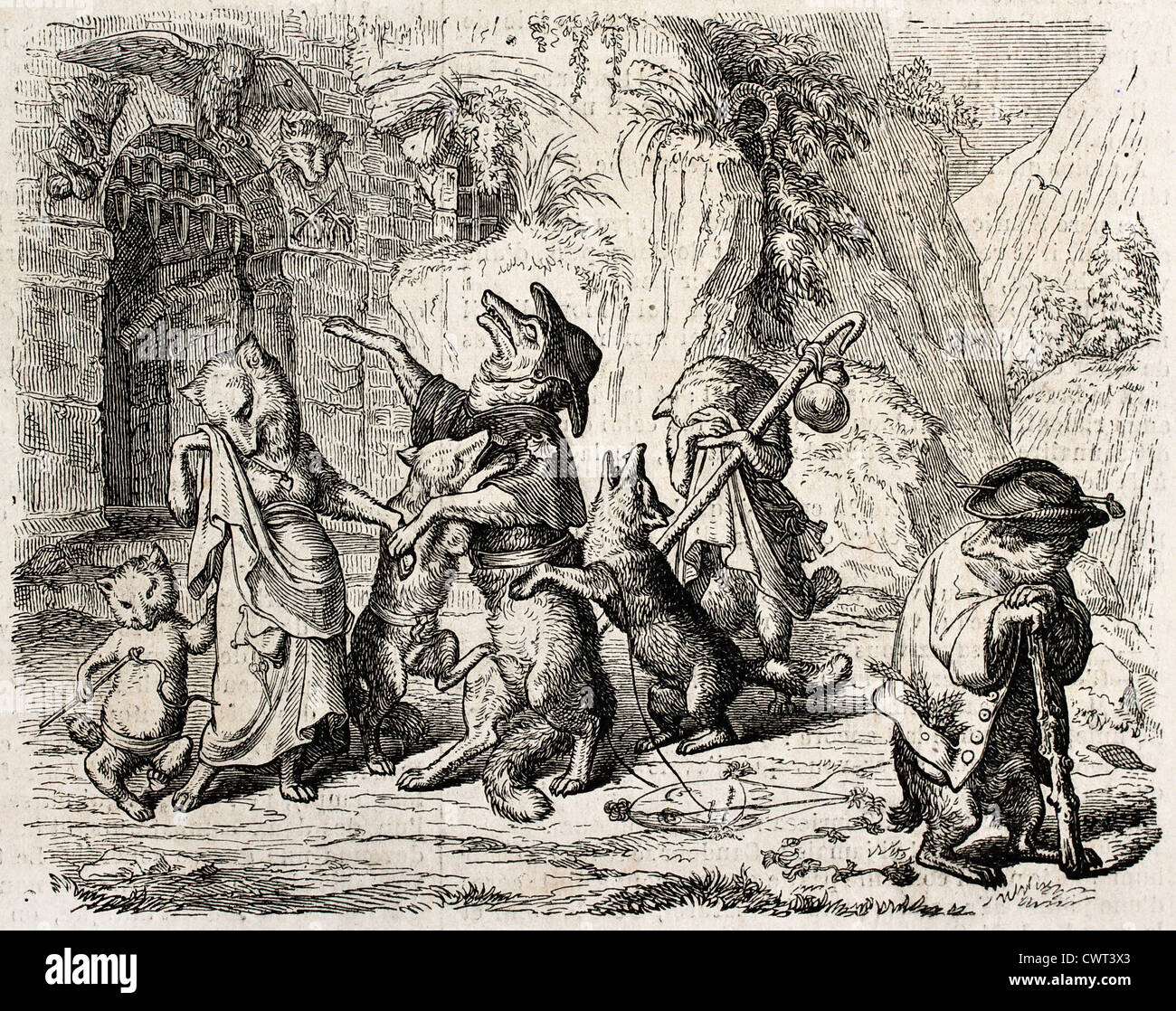 Alte Abbildung Reynecke Fuchs, Goethe Gedicht entnommen Stockfoto