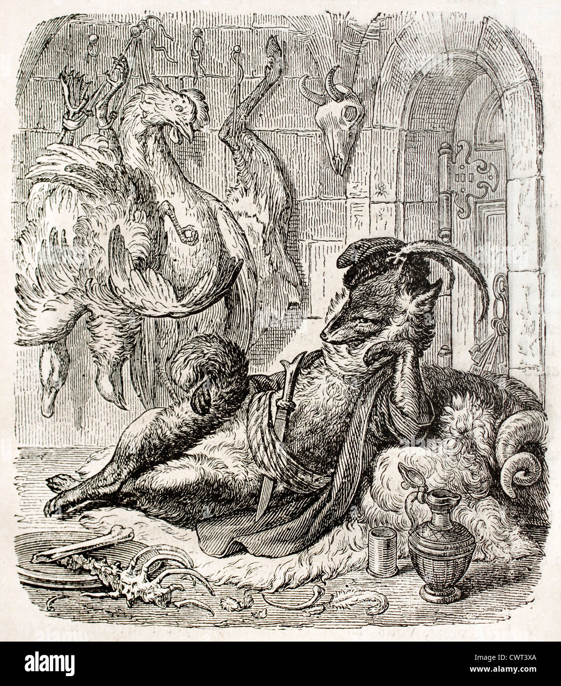 Alte Abbildung Reynecke Fuchs, Goethe Gedicht entnommen Stockfoto