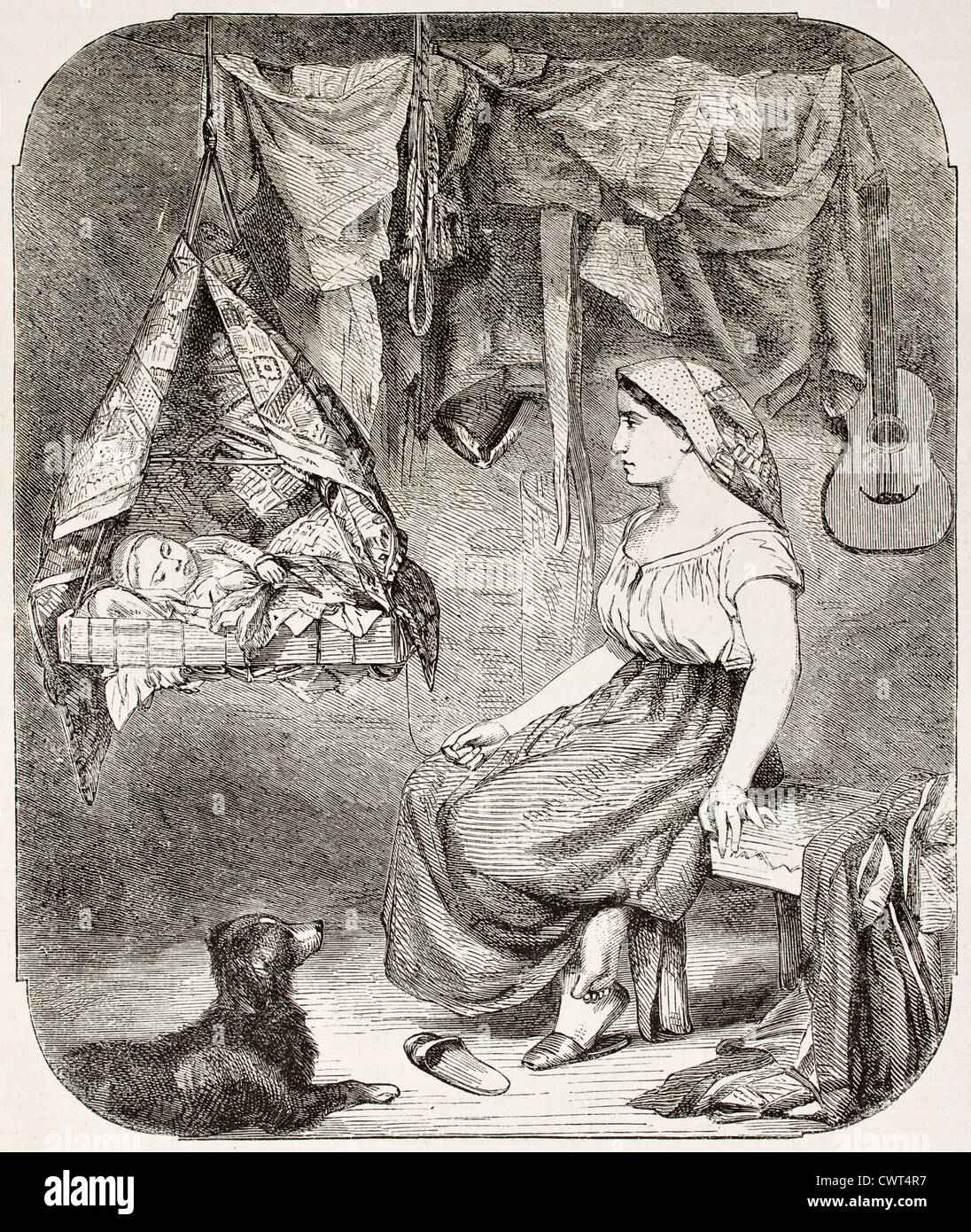 Frau ihr Baby betrachten Stockfoto