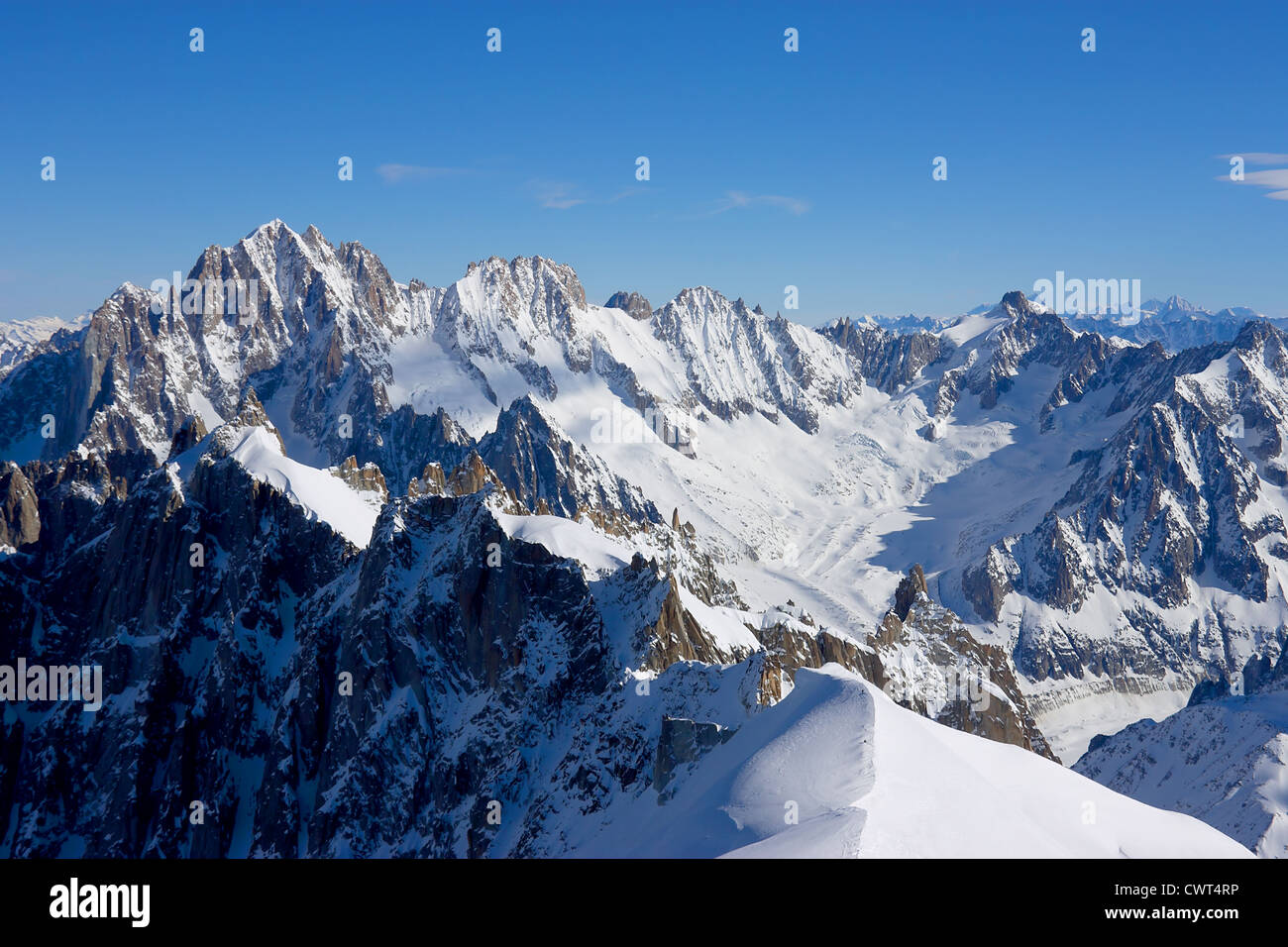 Die Alpen, Blick vom Gipfel der Aiguille du Midi Stockfoto