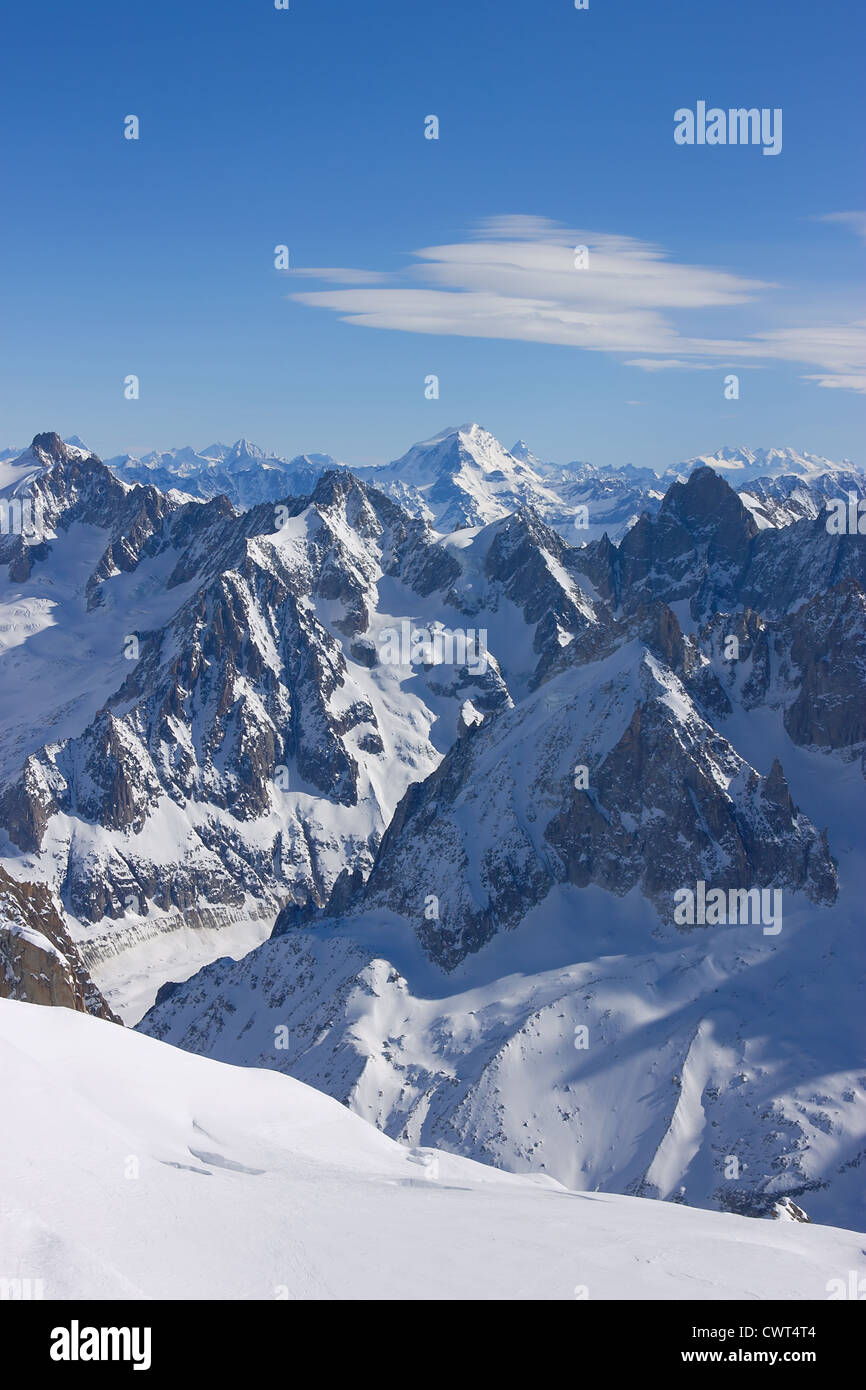 Die Alpen, Blick vom Gipfel der Aiguille du Midi Stockfoto