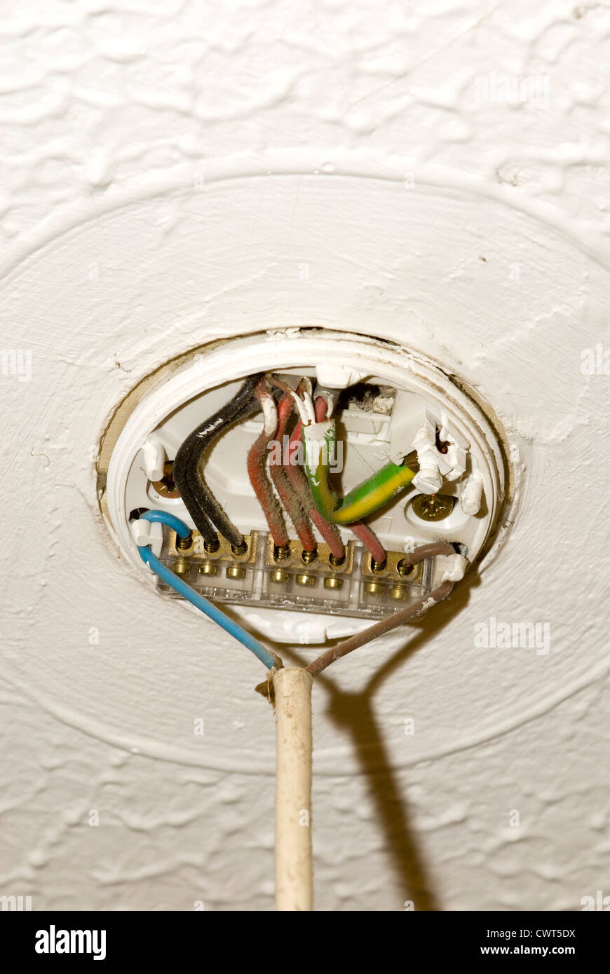 Elektrische Leuchte zeigt elektrische Anschlüsse Stockfoto