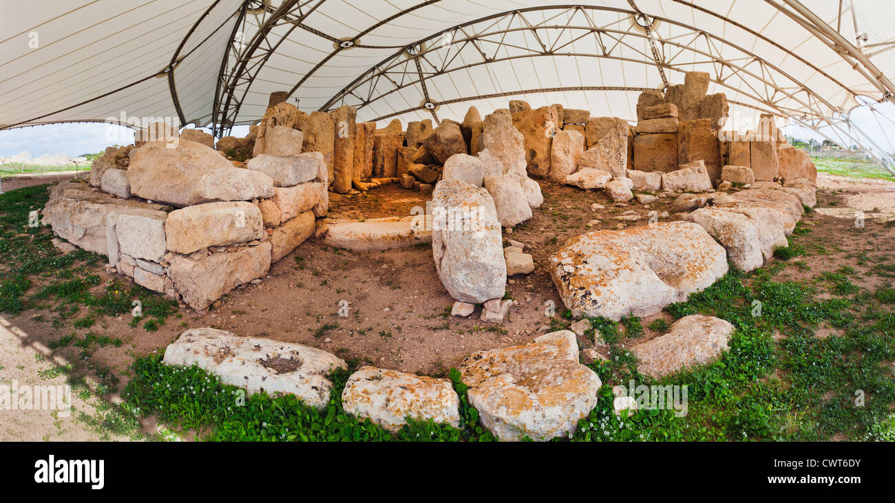 Mnajdra ist ein Megalith-Tempel-Komplex gefunden an der südlichen Küste von der Mittelmeerinsel Malta Stockfoto