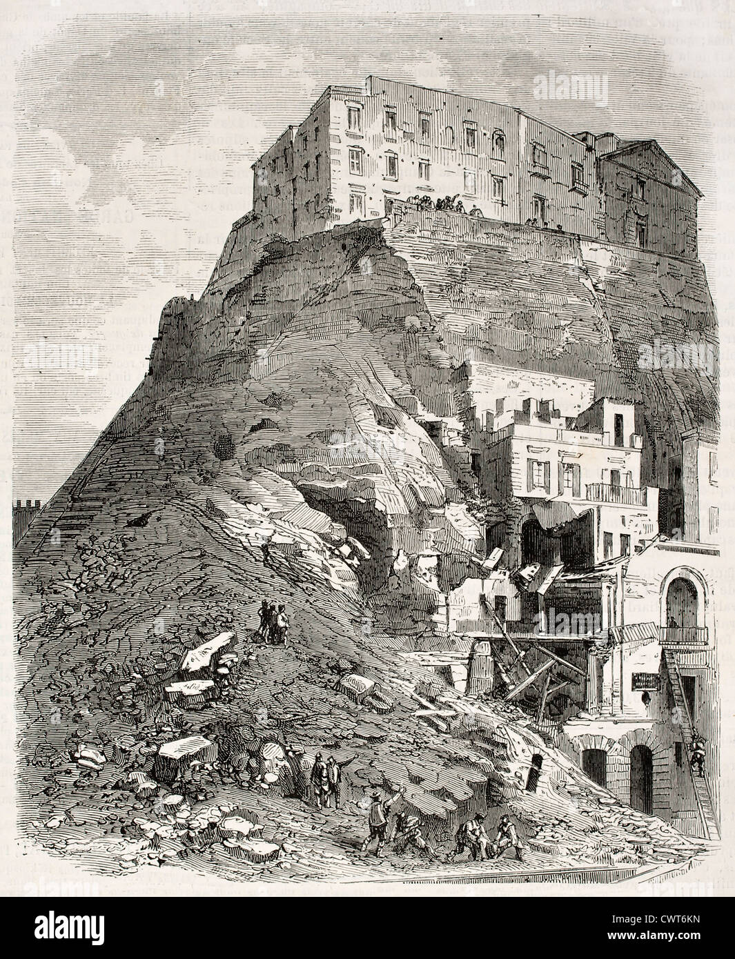 Katastrophalen Folgen des Monte Echia Erdrutsch Stockfoto