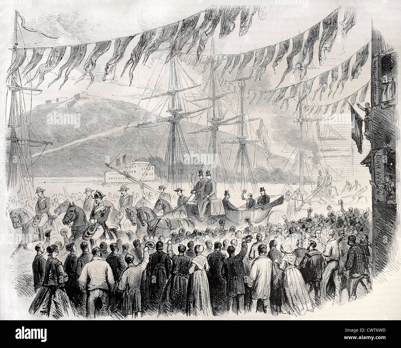 Napoleon-Prince Imperial Ankunft in Cherbourg Stockfoto