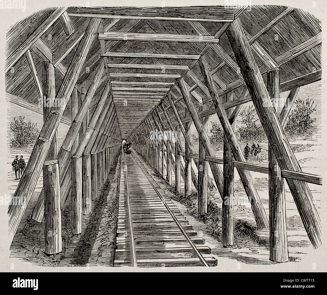 hölzerne Schnee Baldachin Stockfoto