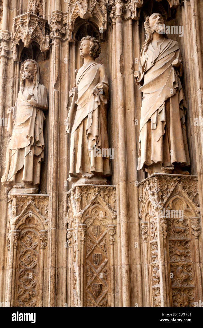 Detail des Apostel-Portal der Kathedrale von Valencia, Valencia, Spanien Stockfoto