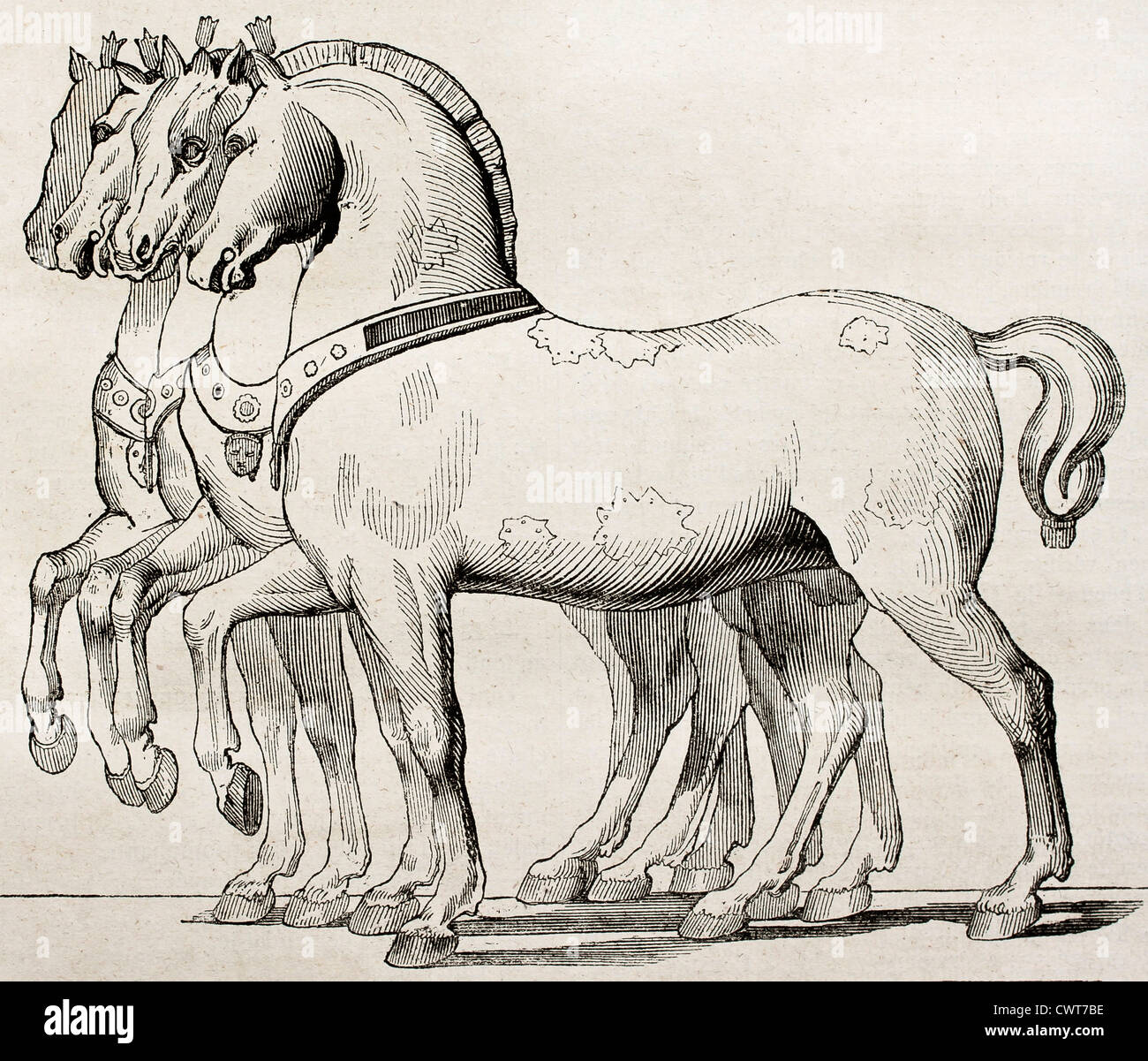 St. Mark Basilica Pferde alte Abbildung, Venedig, Italien Stockfoto