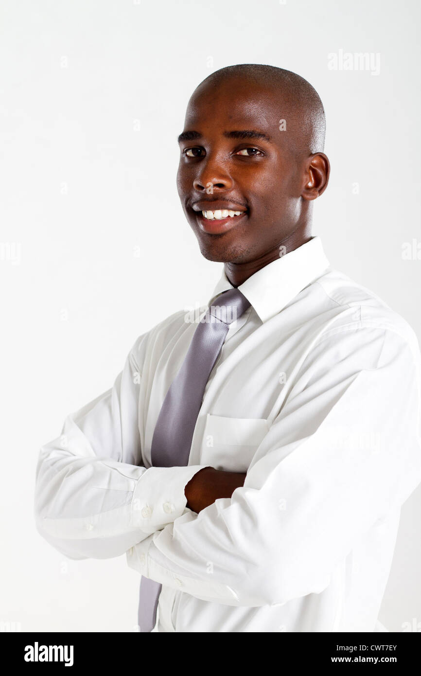 afrikanische amerikanische Geschäftsmann über weiße Studioportrait Stockfoto