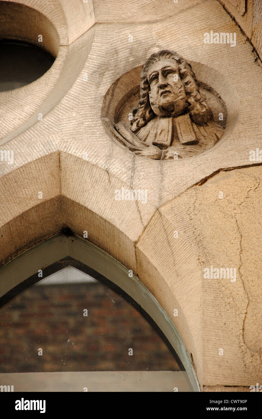 Steinbildhauen am Gebäude der Durham Universität Stockfoto