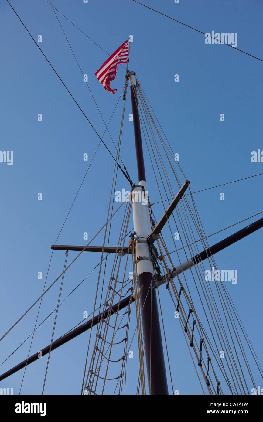Takelage der alten Segelschiff Stockfoto