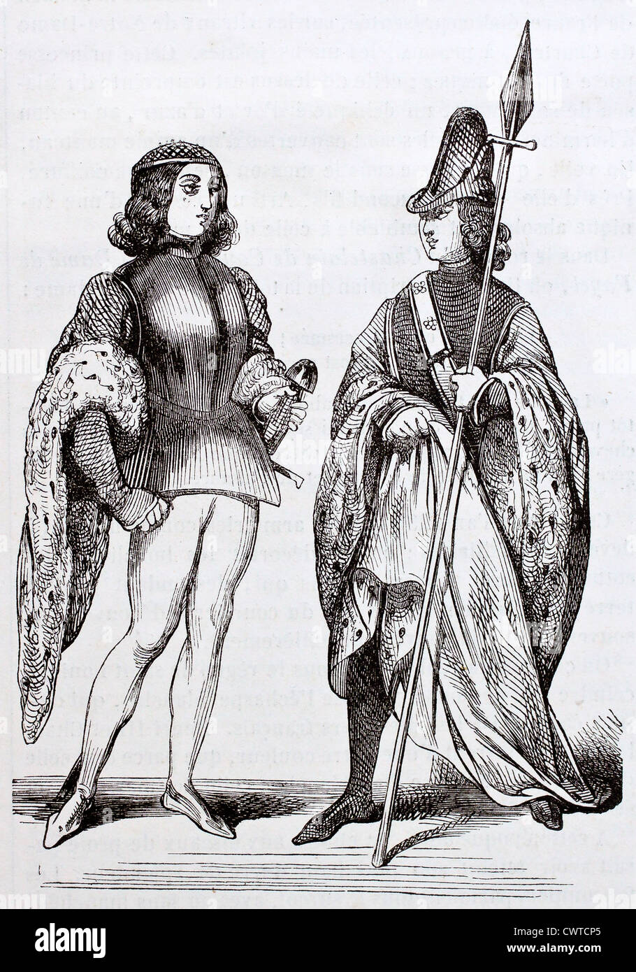 Französischen mittelalterlichen Kostümen Stockfoto